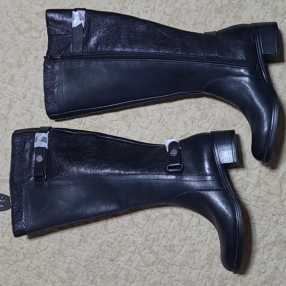 Franco Sarto Black Winter Rain Boots Equestrian Style